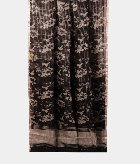 Black Kora Organza Printed Saree T2223092