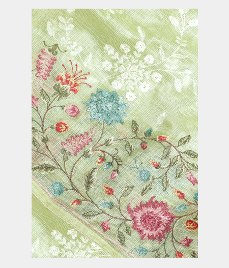 Light Green Silk Kota Embroidery T220990-image