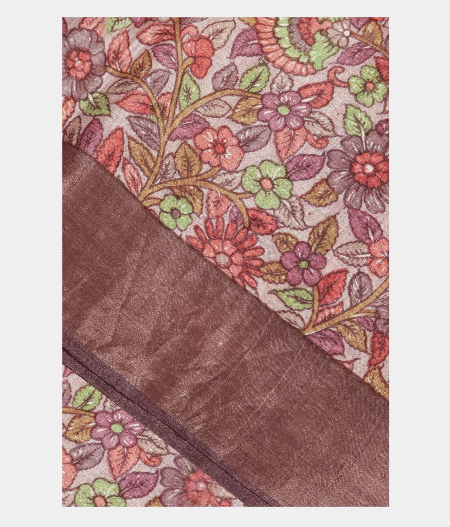 Dusty Pink Tussar Printed Saree T215486-image
