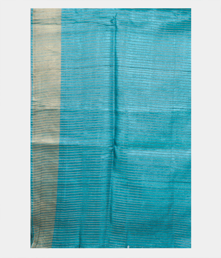 Teal Blue Tussar Printed Saree T2191943