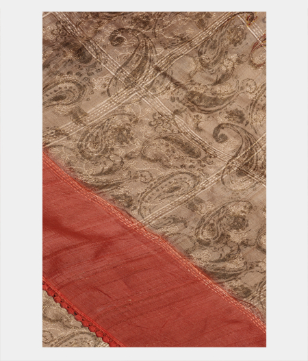 Beige Tussar Embroidery Saree T221928-image