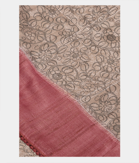 Beige Tussar Embroidery Saree T221929-image