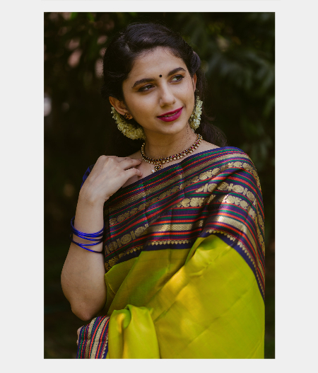 Buy Buy Yellowish Green Handwoven Kanjivaram Silk Saree T212858