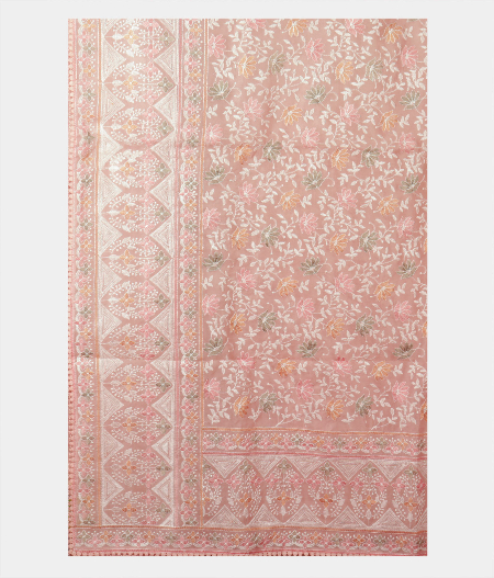Light Peach Kora Organza Embroidery Saree T2218834