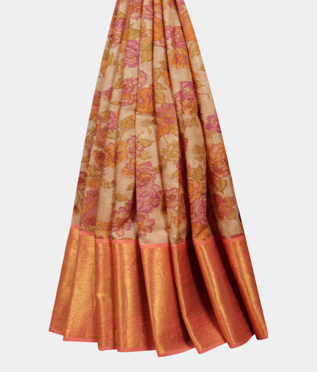 Beige Handwoven Kanjivaram Silk Pavadai T1701262