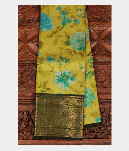 Yellowish Green Handwoven Kanjivaram Silk Pavadai T215146-image