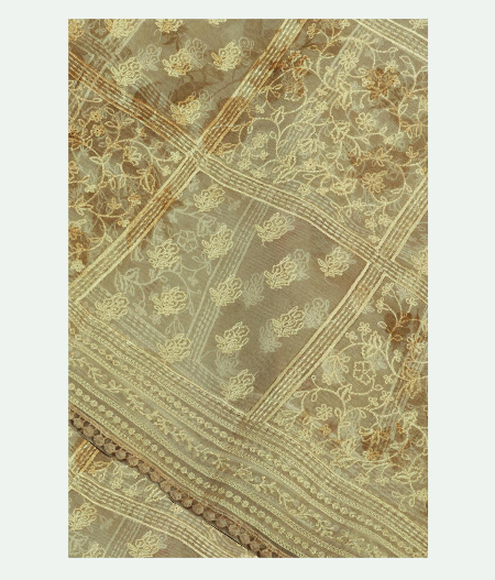 Olive Green Kora Organza Embroidery Saree T221934-image