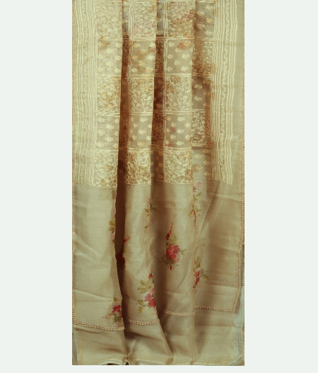 Olive Green Kora Organza Embroidery Saree T2219342