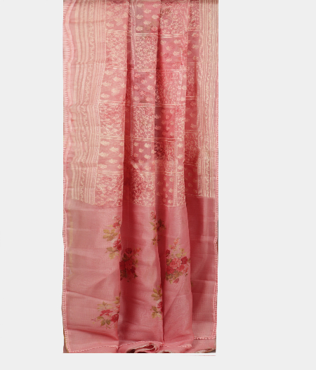 Pink Kora Organza Embroidery Saree T2219372