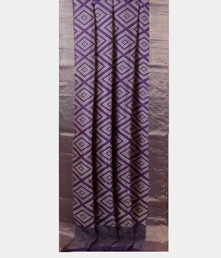 Purple Printed Raw Silk Saree T2144952