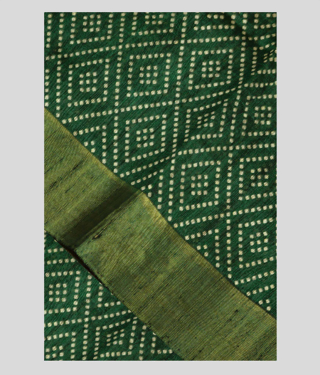 Bottle Green Printed Raw Silk Saree T219180-image