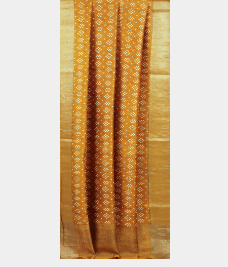 Mustard Yellow Printed Raw Silk Saree T2191912