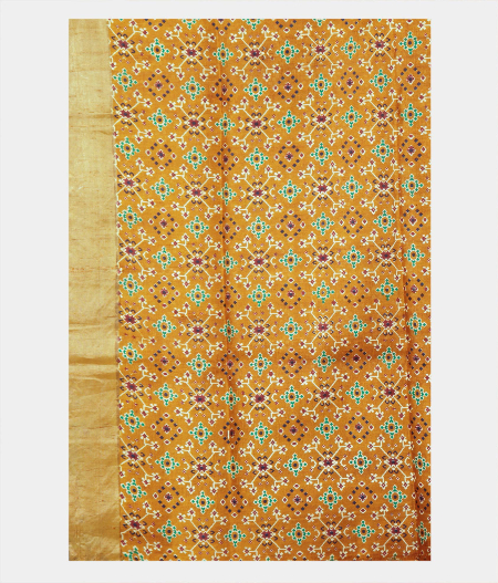 Mustard Yellow Printed Raw Silk Saree T2191913