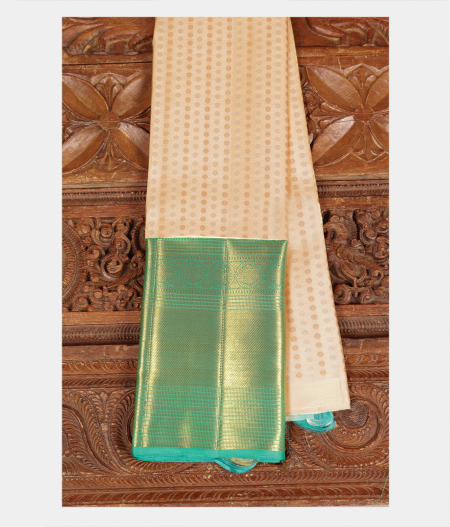 Beige Handwoven Kanjivaram Silk Pavadai T221530-image