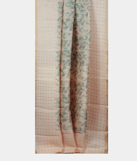 Peach Kora Organza Printed Saree T2218392