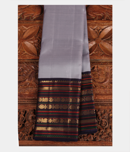Bluish Grey Handwoven Kanjivaram Silk Saree T218147-image