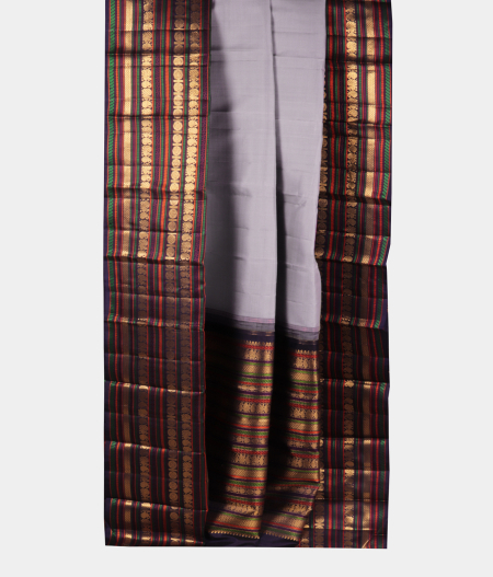 Bluish Grey Handwoven Kanjivaram Silk Saree T2181472