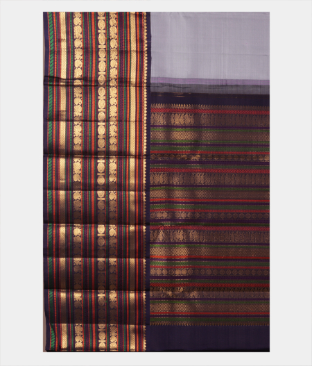 Bluish Grey Handwoven Kanjivaram Silk Saree T2181474