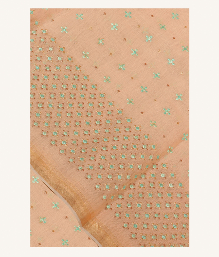 Peach Chanderi Cotton Embroidery Saree T161706-image