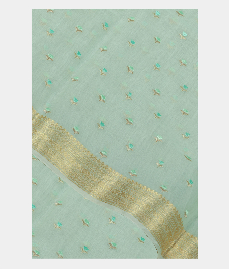 Light Blue Chanderi Cotton Embroidery Saree T161671-image