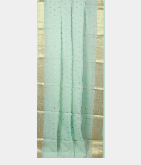 Light Blue Chanderi Cotton Embroidery Saree T1616712