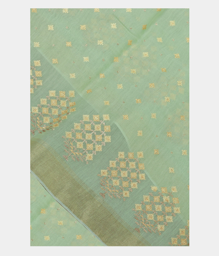 Light Blue Chanderi Cotton Embroidery Saree T197006-image
