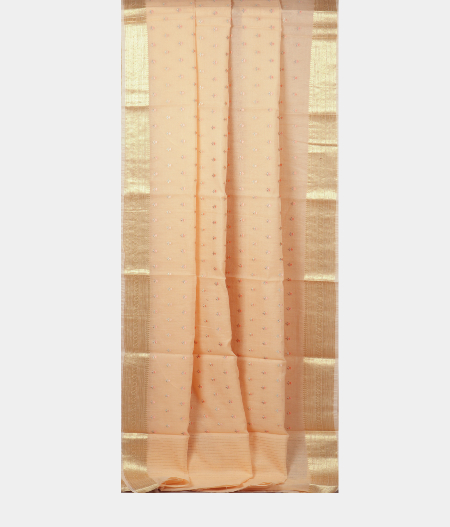 Peach Chanderi Cotton Embroidery Saree T1616722