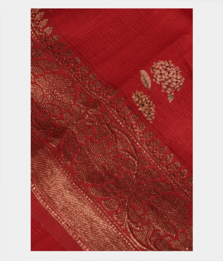 Red Tussar Printed Saree T215889-image