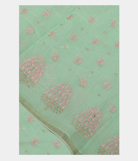 Light Green Chanderi Cotton Embroidery Saree T197009-image