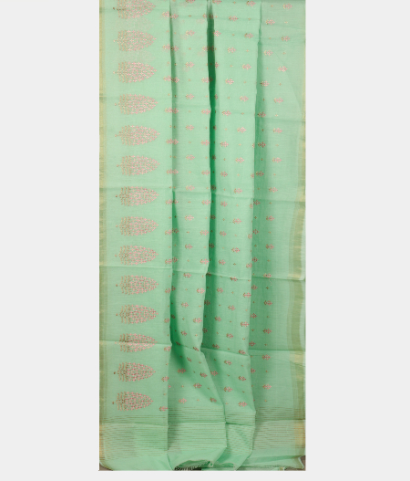 Light Green  Chanderi Cotton Embroidery Saree T1970092