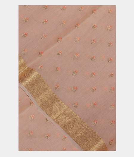 Light Peach Chanderi Cotton Embroidery Saree T161662-image