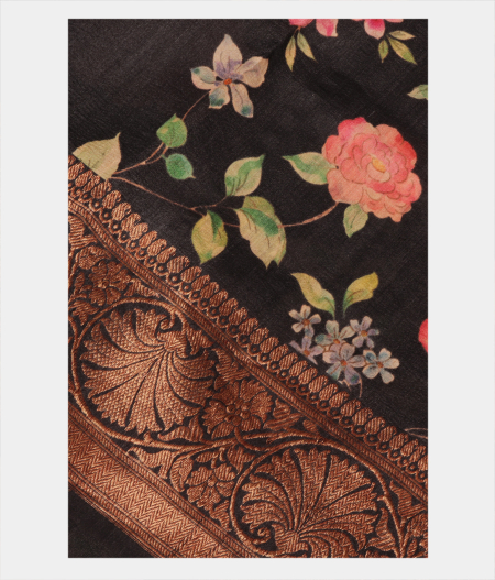 Black Tussar Printed Saree T215869-image