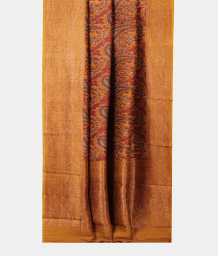 Yellow Tussar Printed Saree T2104992