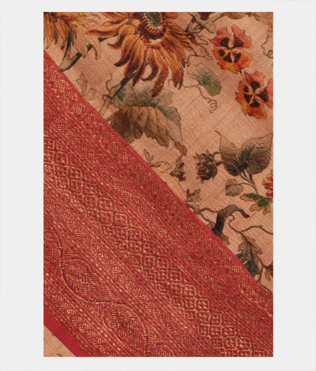 Beige Tussar Printed Saree T215874-image