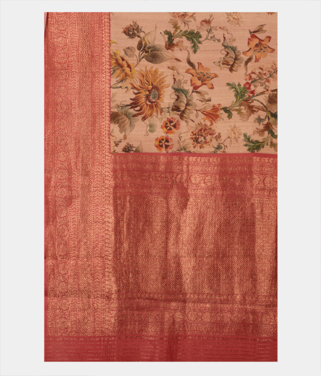 Beige Tussar Printed Saree T2158744