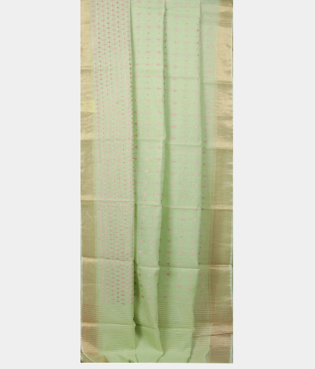Light green  Chanderi Cotton Embroidery Saree T1970072