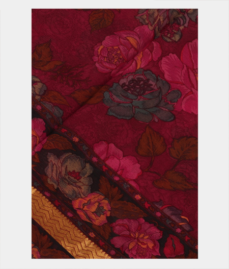 Purple Chiffon Printed Silk Saree T224143-image