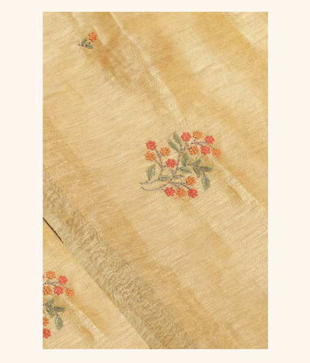 Yellow Linen Embroidery Saree T219705-image