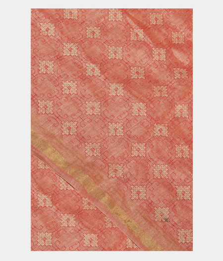 Pink Linen Embroidery Saree T221031-image