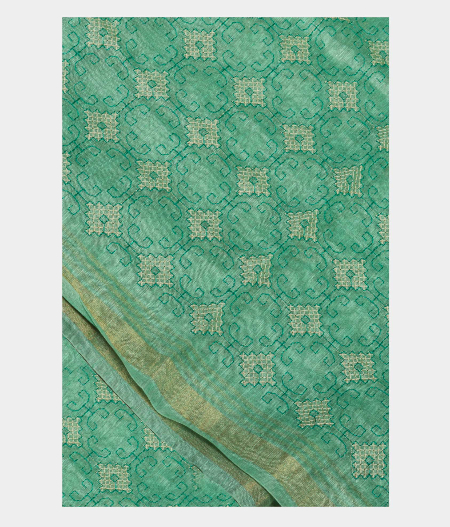 Light Green Linen Embroidery Saree T221030-image