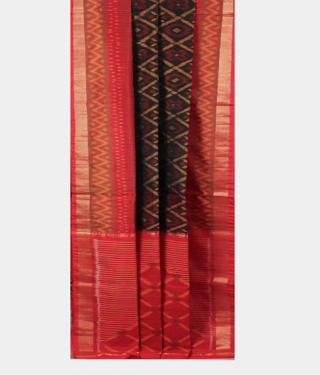 Black Pochampalli Silk Cotton Saree T2222572
