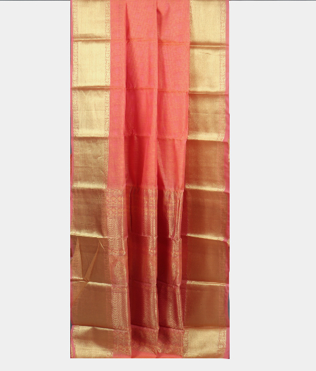 Pinkish Orange Silk Cotton Saree NI125 2