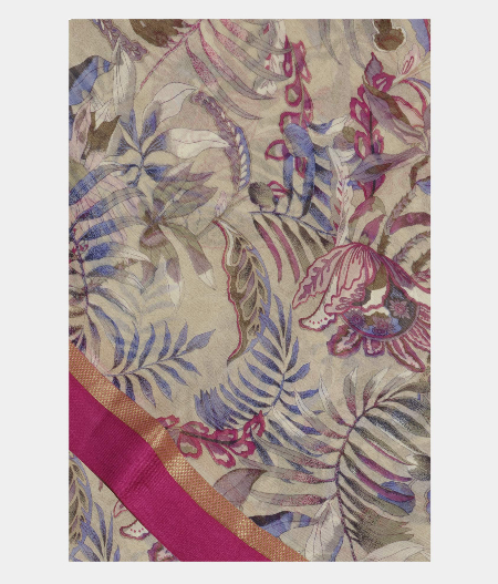 Grey Chiffon Printed Silk Saree T224138-image
