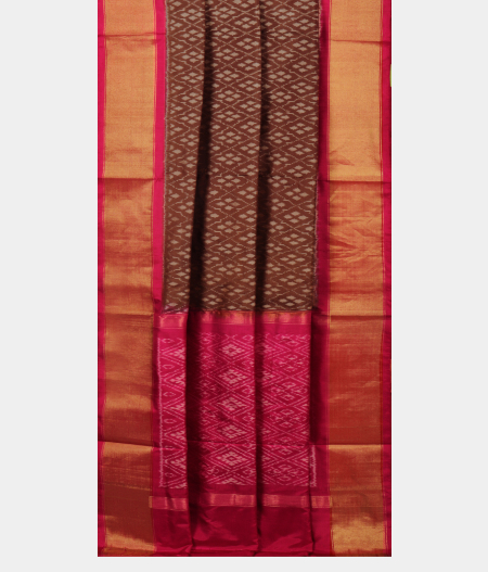 Brown Ikat Silk Saree T2045912