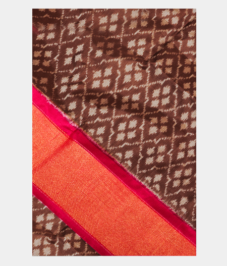 Brown Ikat Silk Saree T204591-image