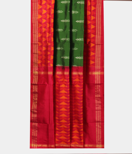 Green Ikat Silk Saree T2046942