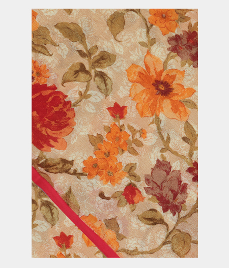 Beige Chiffon Printed Silk Saree T224132-image