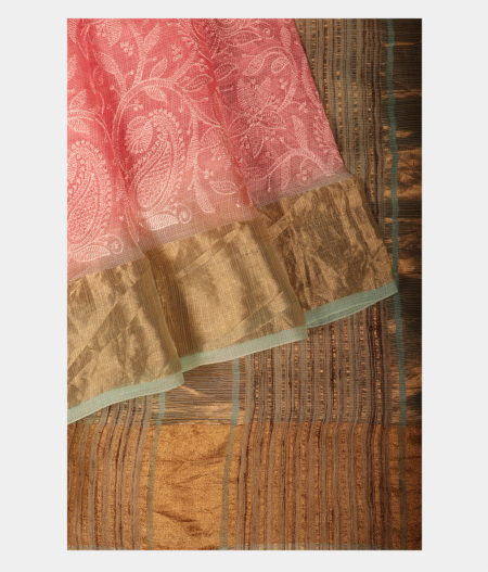 Pink Silk Kota Embroidery Saree T2218563