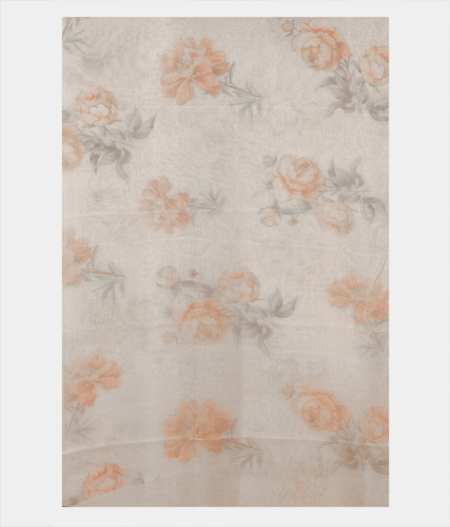 Off-White Georgette Printed Silk Saree T2243993