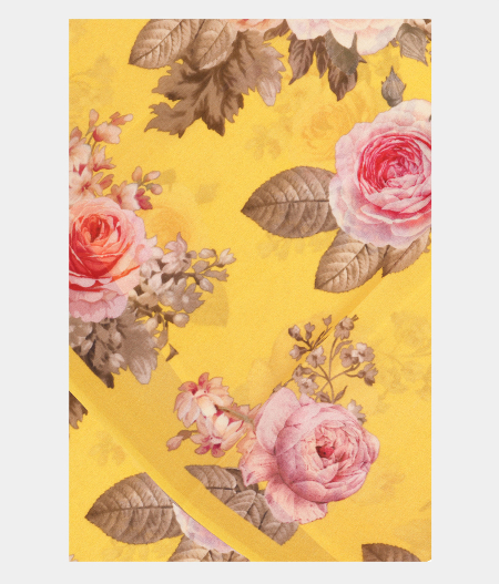 Yellow Georgette Printed Silk Saree T224395-image